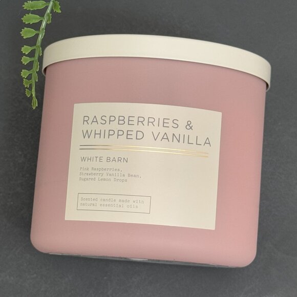 BBW Raspberries & Whipped Vanilla White Barn Bath & Body Works 3 Wick Candle - Picture 5 of 10